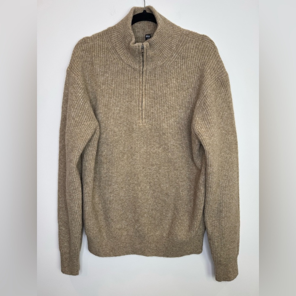 Uniqlo ribbed quarter zip cream Men's Sweater size medium